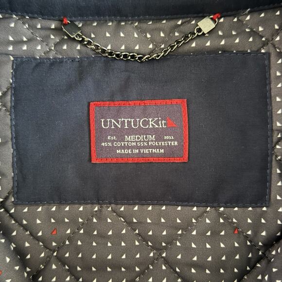 Untuckit Bollinger Navy Blue Button Down Quilted Shirt Jacket - Picture 4 of 4